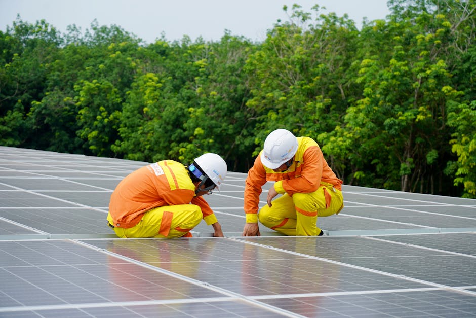 Solar panel installation team